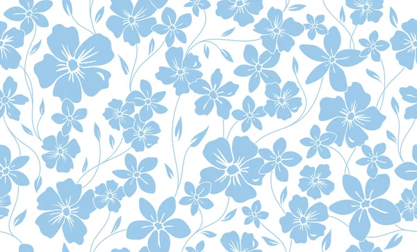 シンプルなシルエット古典的な花柄シームレス パターン。花飾りのベクトルの背景 — ストックベクタ