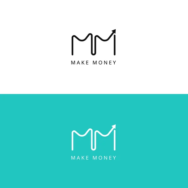 M harfi mali grafik logo. Grafik vektör işaret yukarıya büyümek — Stok Vektör