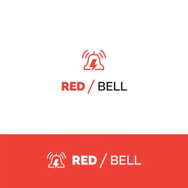 Vector rode bell alarm en kennisgeving logo. Dringend hulp symbool — Stockvector