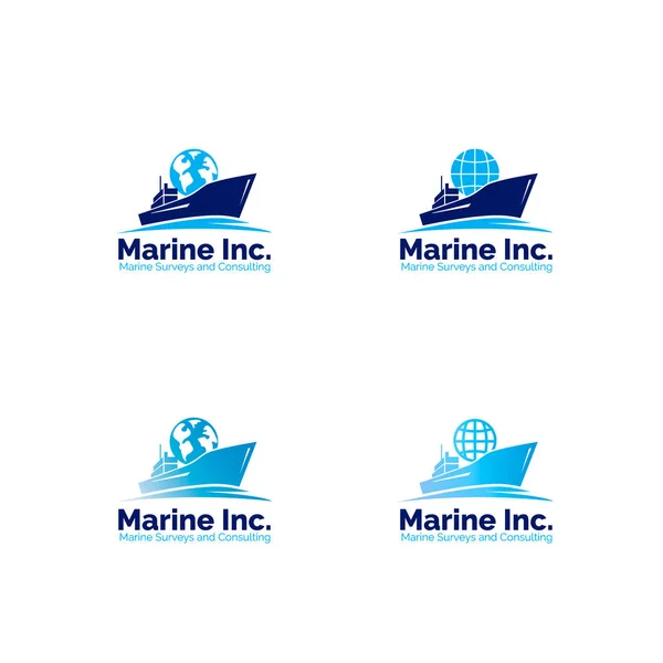 Marine logistic company logo set. Vector ship symbol — Stock Vector