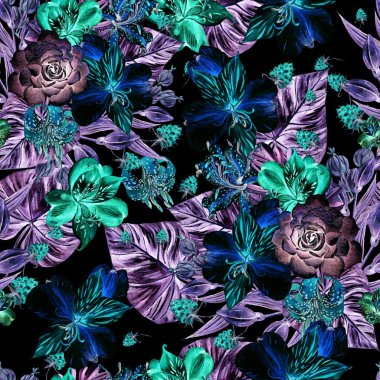 Suluboya desenle renkli çiçekler alstroemeria .