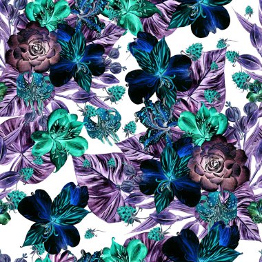 Suluboya desenle renkli çiçekler alstroemeria . 