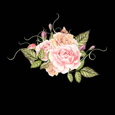 Buket çiçek. Suluboya 