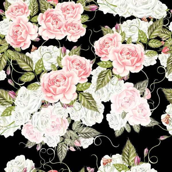 Carte vintage avec roses. Aquarelle. Dessiné à la main . — Photo