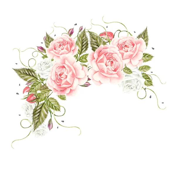 Tarjeta vintage con rosas. Acuarela. Dibujado a mano . —  Fotos de Stock
