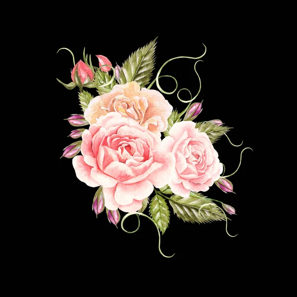 Csokor virággal. Akvarell — Stock Fotó