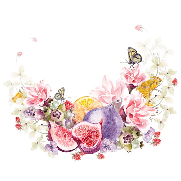 Vzorek s akvarel Petúnie květy v pozadí — Stock fotografie
