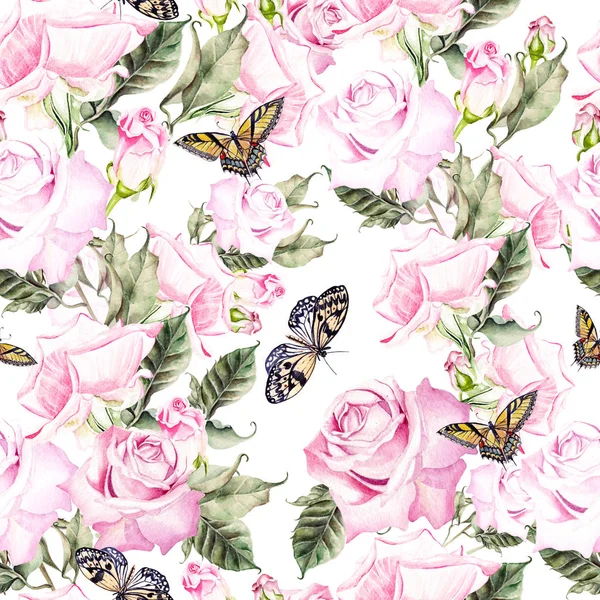 Güzel parlak renkli sulu boya desen gül çiçek ile bir