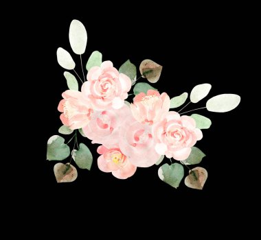 Suluboya buket gül desenli. İllüstrasyon