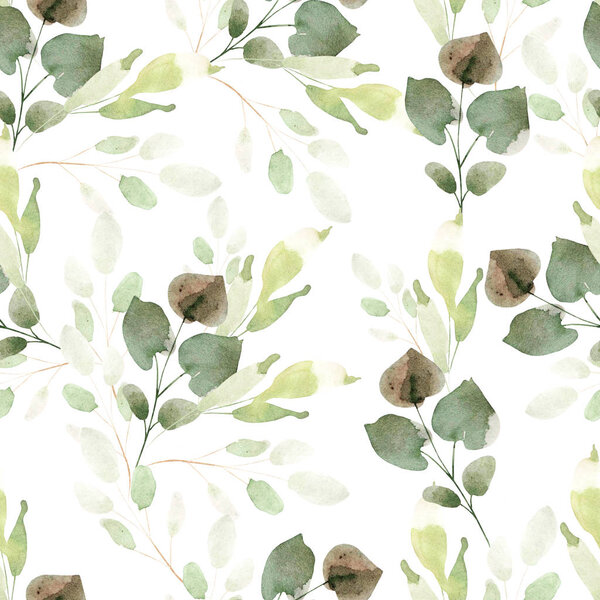 Bright watercolor pattern with leaves. 
