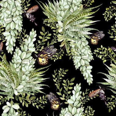 Suluboya desenle succulents ve kelebek . 