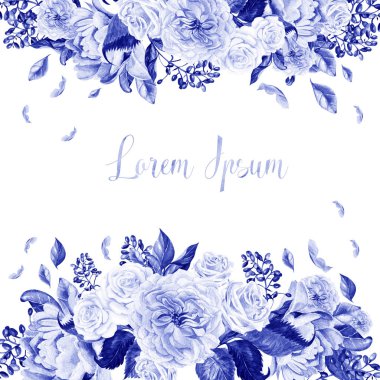 Güzel düğün kartı, gül ve Şakayık davet. 