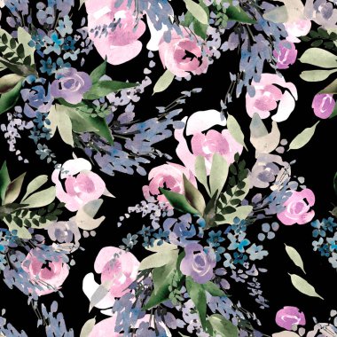 Pembe çiçekli güzel suluboya desen. 