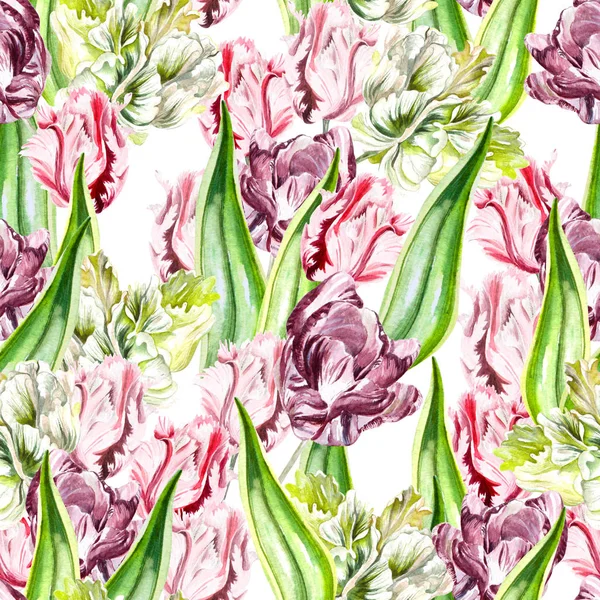 Piękny wzór różowy i fioletowy tulipanów. — Zdjęcie stockowe