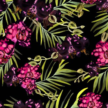 Güzel suluboya desen orkide çiçekleri ile. 