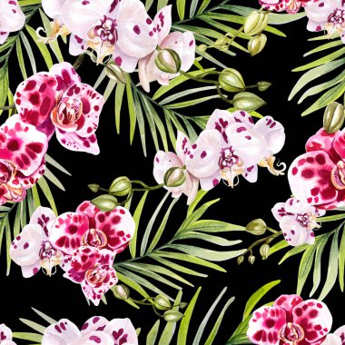 Güzel suluboya desen orkide çiçekleri ile. 