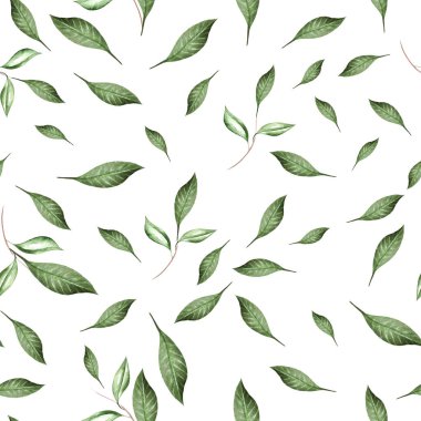 Sulu Boya desen yaprakları ile. 