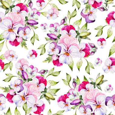 Yumuşak çiçekli suluboya desenler. 