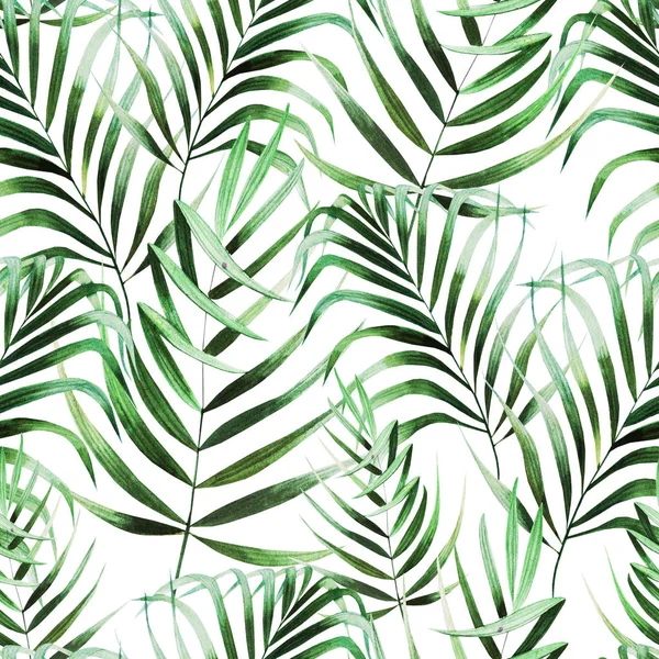 Beautiful watercolor seamless pattern with tropical leaves. — Stock Photo, Image