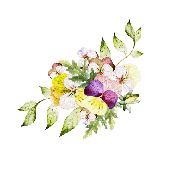 Acquerello bouquet colorato con fiori viscidi . — Foto Stock