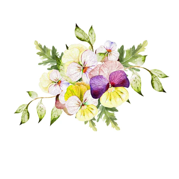 Acquerello bouquet colorato con fiori viscidi . — Foto Stock