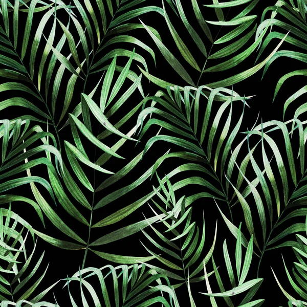 Beautiful watercolor seamless pattern with tropical leaves. — Stock Photo, Image
