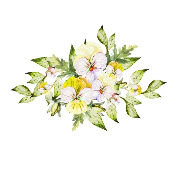 Acquerello bouquet colorato con fiori viscidi . — Foto Stock