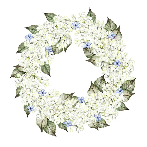 Aquarell-Hochzeitskranz mit fliederfarbenen Blumen. — Stockfoto