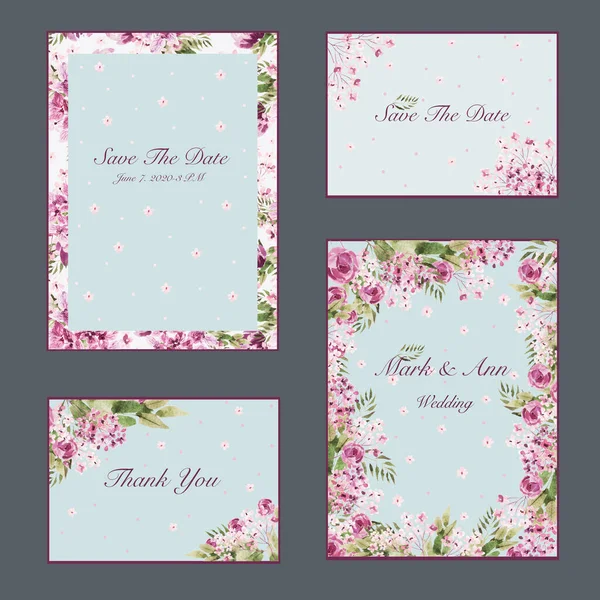 美丽的水彩结婚卡片，上面有玫瑰、牡丹和树叶. — 图库照片