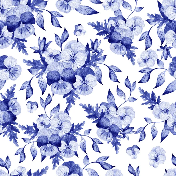 Aquarell bunte Muster mit Stiefmütterchen Blumen. — Stockfoto