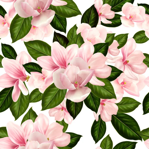 Beautiful colorful pattern with flowers and leaves of magnolia. — Stock Photo, Image