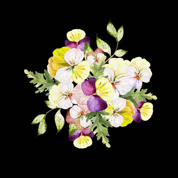 Acquerello bouquet colorato con fiori viscidi . — Foto Stock