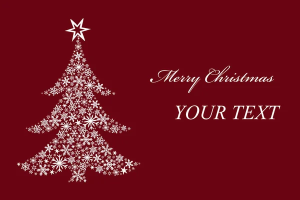 Weihnachtsbaum Aus Weißen Sternen Auf Rotem Hintergrund Weihnachtskarte — Stockfoto
