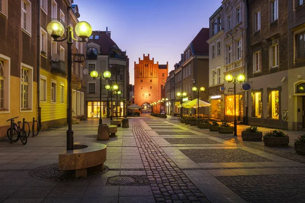 Staromiejska Straße Olsztyn Hintergrund Das Obere Tor Das Genannte Hohe — Stockfoto