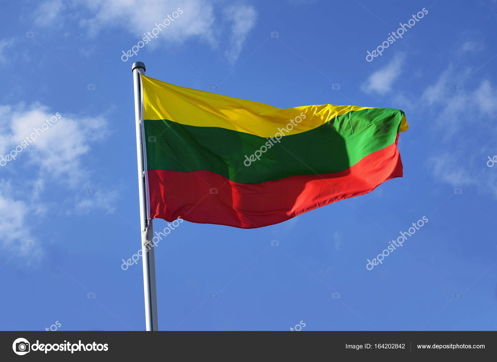 Drapeau De La Lituanie Avec Des Rayures Horizontales En