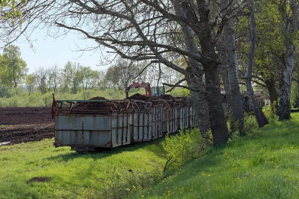Caminho-de-ferro de bitola estreita, na Alemanha chamado Lore, transporte de turfa para fora do turf bog, Venner Moor, Baixa Saxónia — Fotografia de Stock