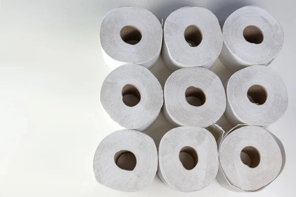 Neuf Rouleaux Papier Hygiénique Haut Manque Après Achat Panique Des — Photo