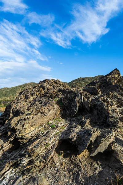 Spectacular Cliffs Rocky Coast Line Port Selva Costa Brava Catalonya — стоковое фото