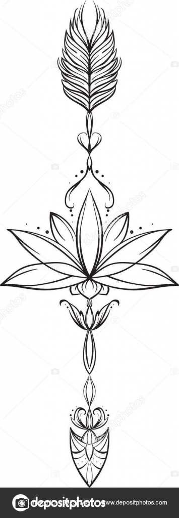 Download Ethnic arrow with lotus flower and feathers in elegant ...