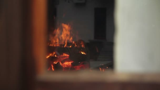 窓から暖炉 — ストック動画