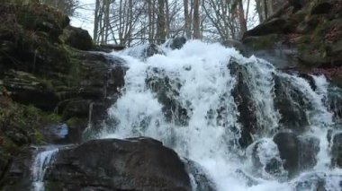 Şelale acele su akışı sonbahar Karpatlar (1080p 25fps, ses taş ile tepesinde)