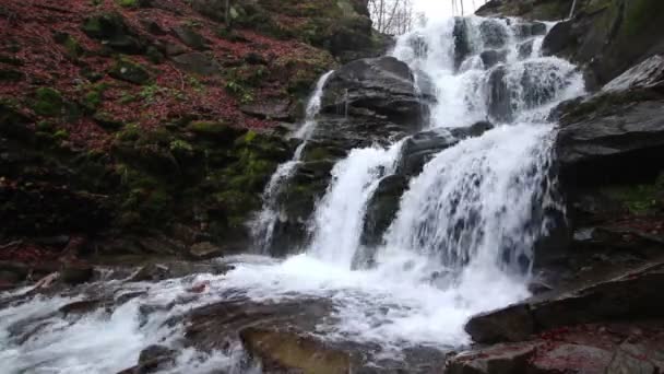 Cascada Llamada Whimper Con Piedras Follaje Seco Otoño Las Laderas — Vídeo de stock