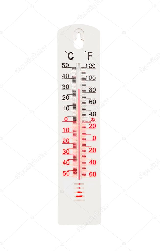 Thermometer with high temperature isolated on white background