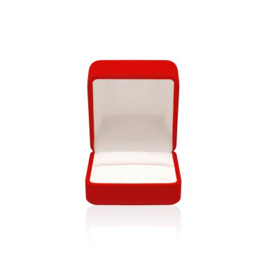 Empty wedding red box for a ring isolated on a white background clipart