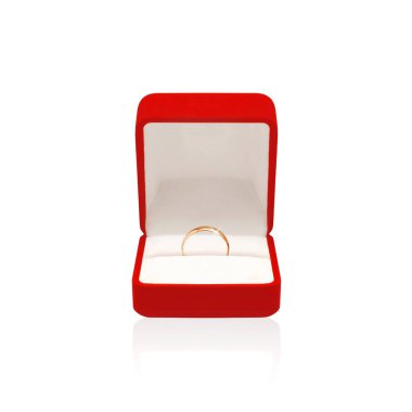 Beyaz bir arka plan üzerinde izole kırmızı kutusunda bir alyans