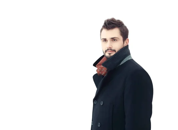 Modemann blickt isoliert auf weißem Hintergrund zur Seite — Stockfoto