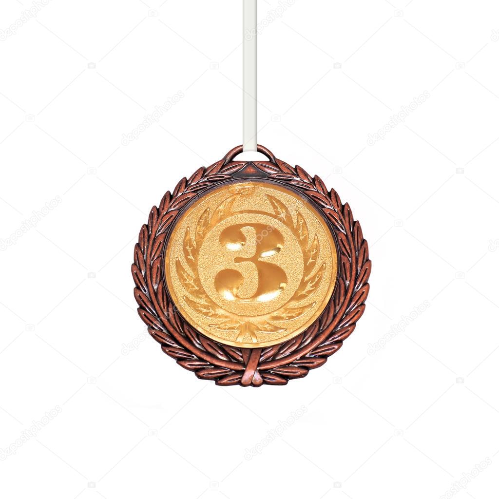 Sports award bronze medal isolated on a white background
