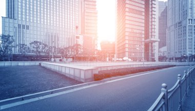 Shanghai Lujiazui, Çin 'de sokak manzarası..