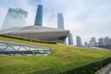 Guangzhou Operası 'nın gece manzarası.