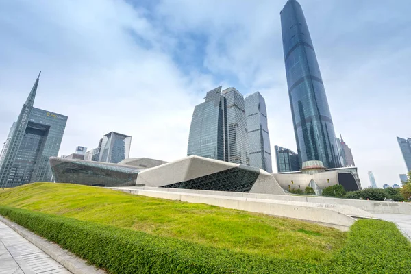 China Guangzhou City Plaza, centro città edificato Immagini Stock Royalty Free